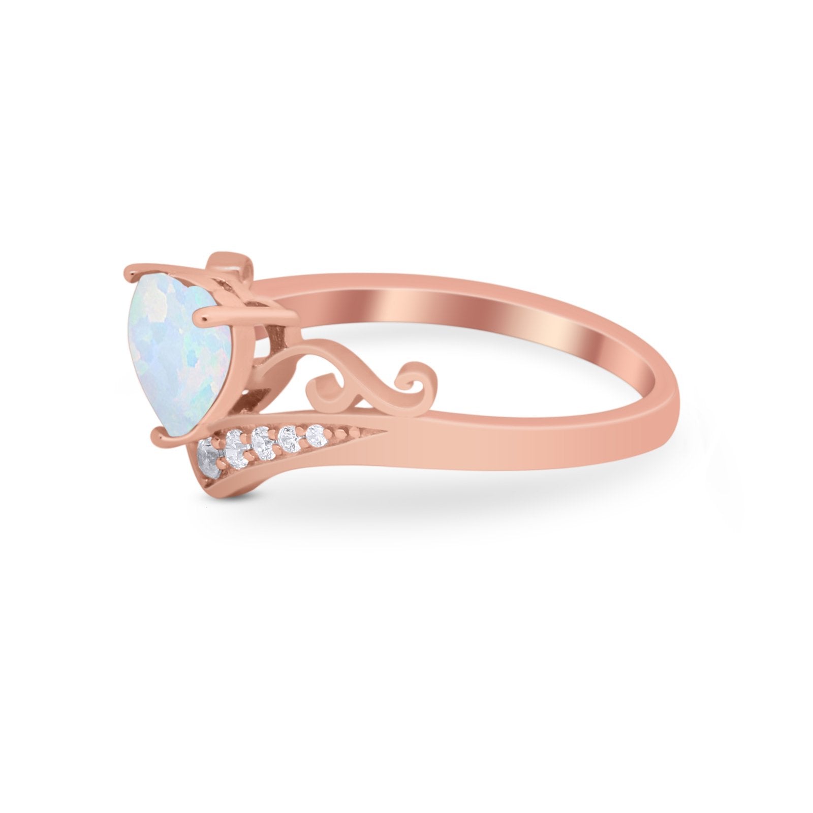 Heart Filigree Thumb Ring Round Simulated Cubic Zirconia 925 Sterling Silver