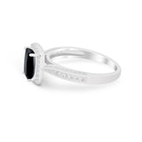 Vintage Emerald Cut Ring Round Simulated Cubic Zirconia 925 Sterling Silver