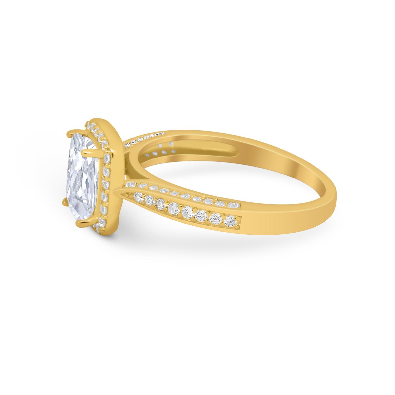 Vintage Emerald Cut Ring Round Simulated Cubic Zirconia 925 Sterling Silver