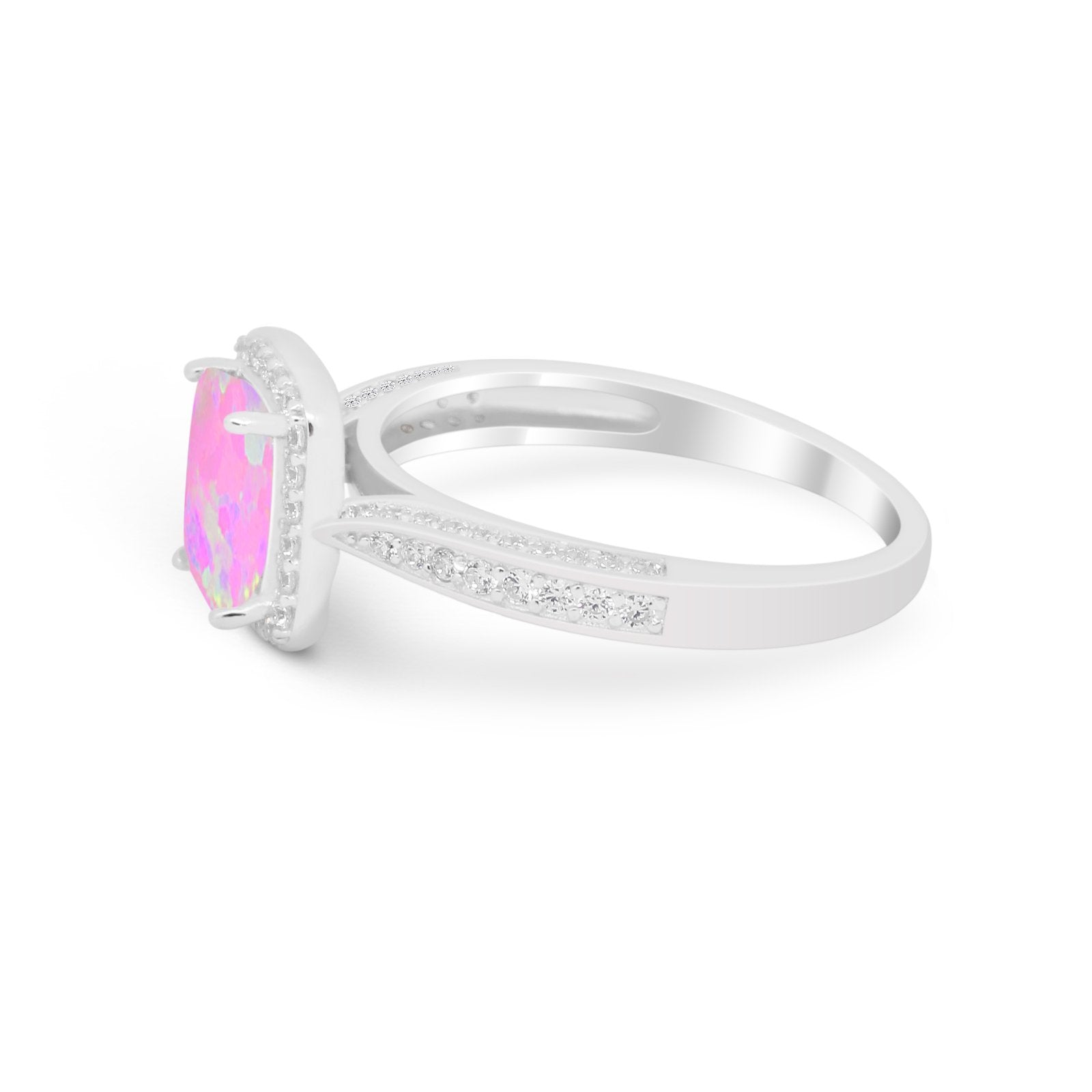 Vintage Emerald Cut Ring Round Simulated Cubic Zirconia 925 Sterling Silver