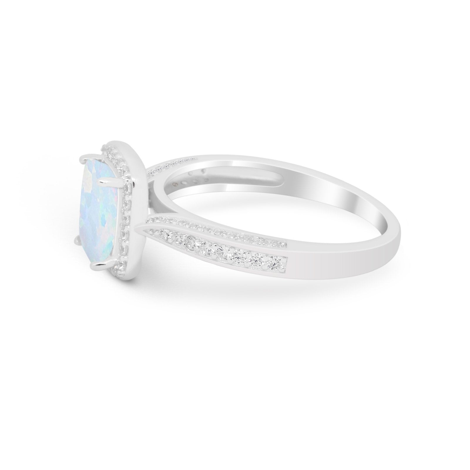 Vintage Emerald Cut Ring Round Simulated Cubic Zirconia 925 Sterling Silver