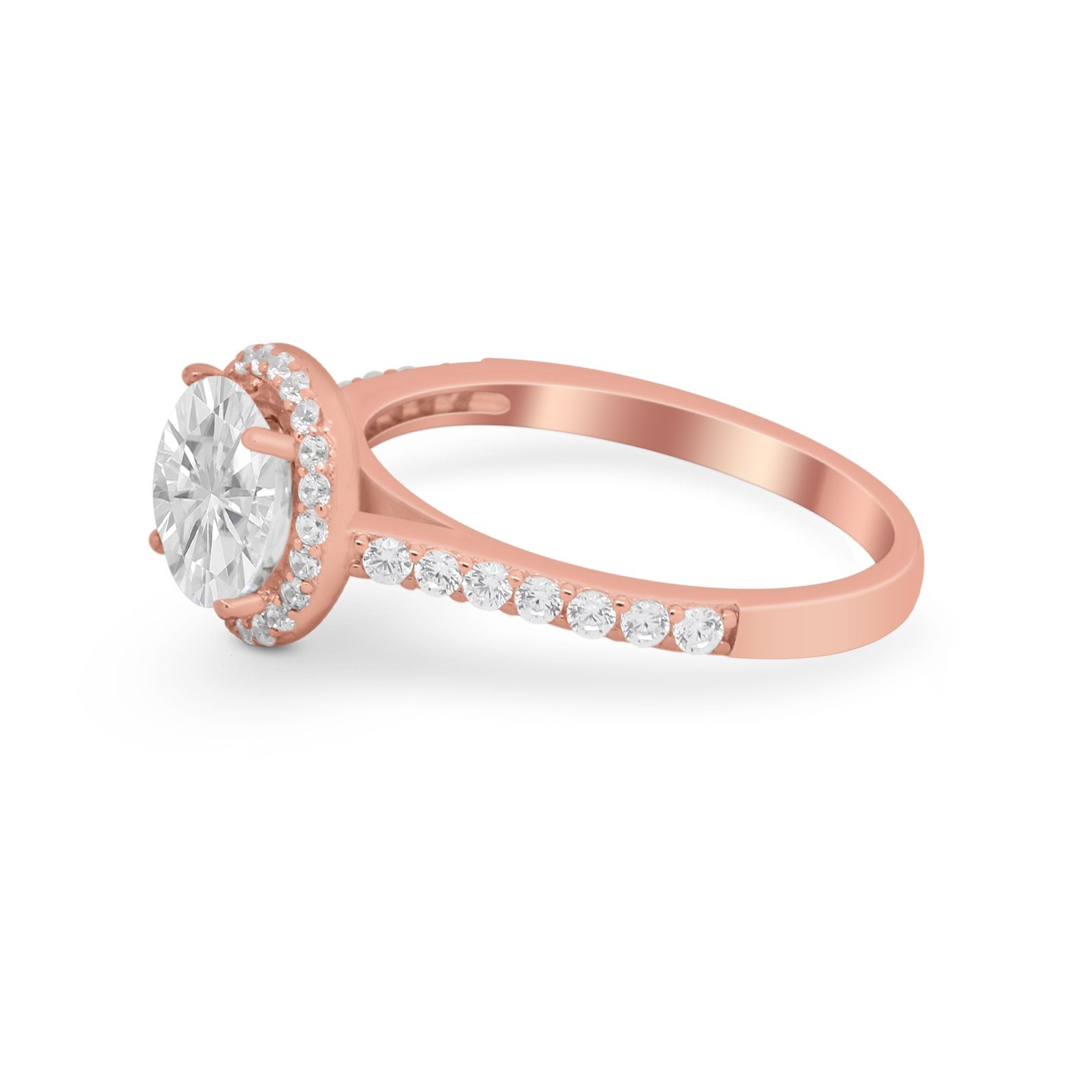 Accent Dazzling Wedding Ring Round Simulated Cubic Zirconia 925 Sterling Silver