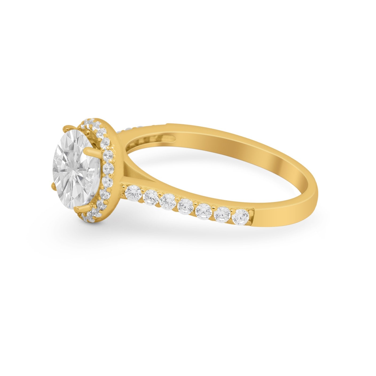 Accent Dazzling Wedding Ring Round Simulated Cubic Zirconia 925 Sterling Silver