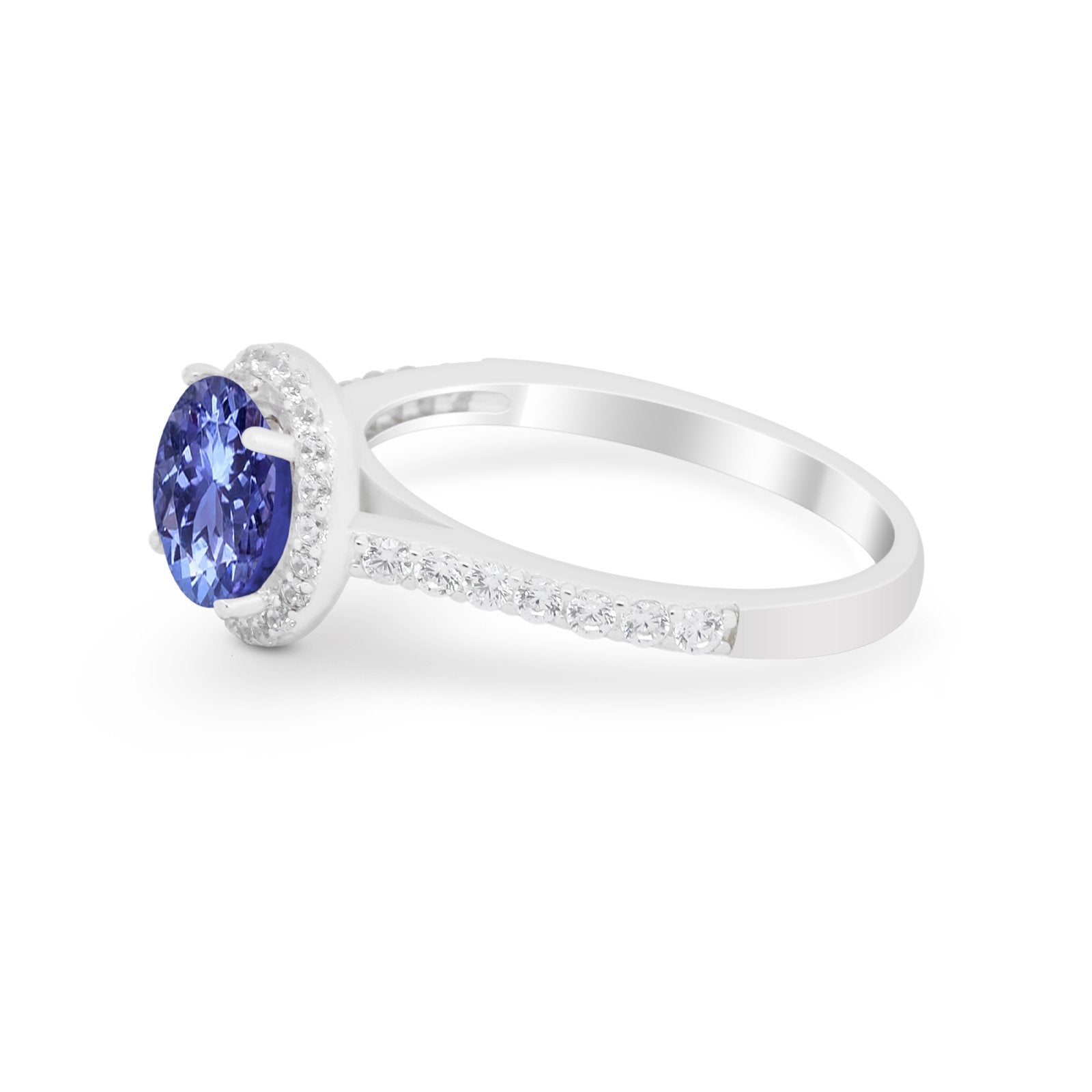 Accent Dazzling Wedding Ring Round Simulated Cubic Zirconia 925 Sterling Silver