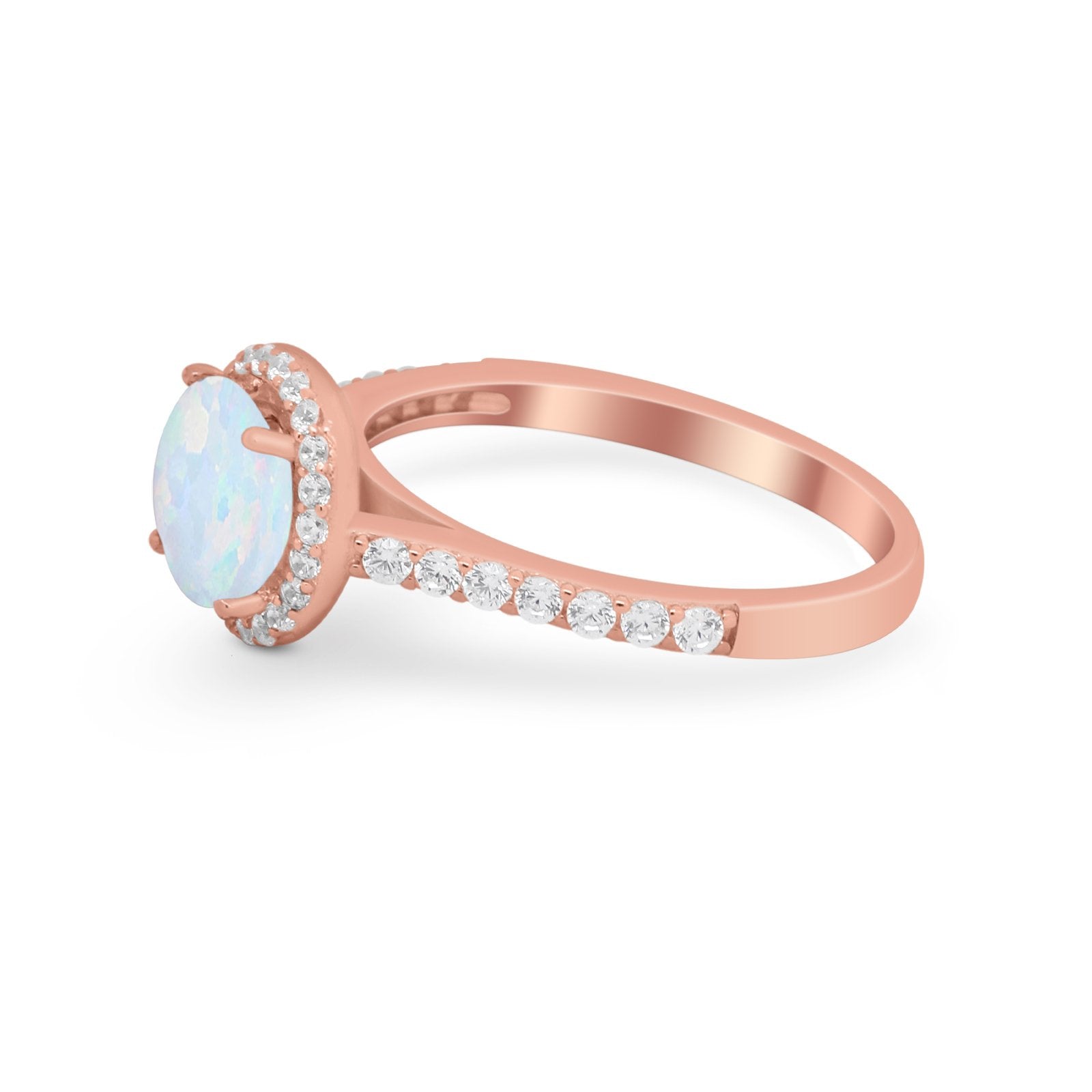 Accent Dazzling Wedding Ring Round Simulated Cubic Zirconia 925 Sterling Silver