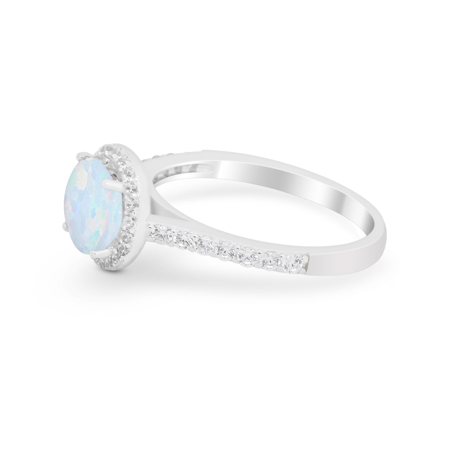 Accent Dazzling Wedding Ring Round Simulated Cubic Zirconia 925 Sterling Silver