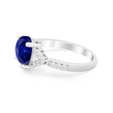 Art Deco Oval Wedding Ring Simulated Cubic Zirconia 925 Sterling Silver