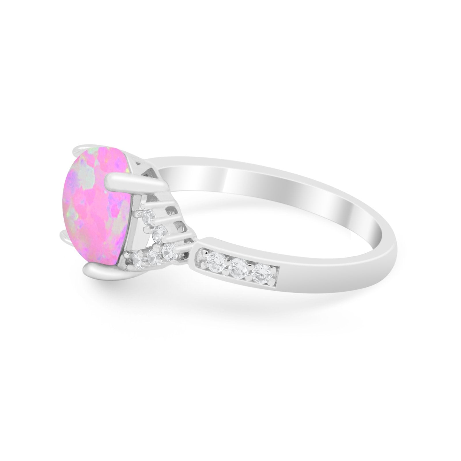 Art Deco Oval Wedding Ring Simulated Cubic Zirconia 925 Sterling Silver