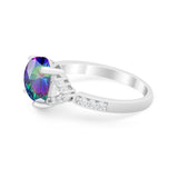 Art Deco Oval Wedding Ring Simulated Cubic Zirconia 925 Sterling Silver