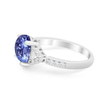 Art Deco Oval Wedding Ring Simulated Cubic Zirconia 925 Sterling Silver