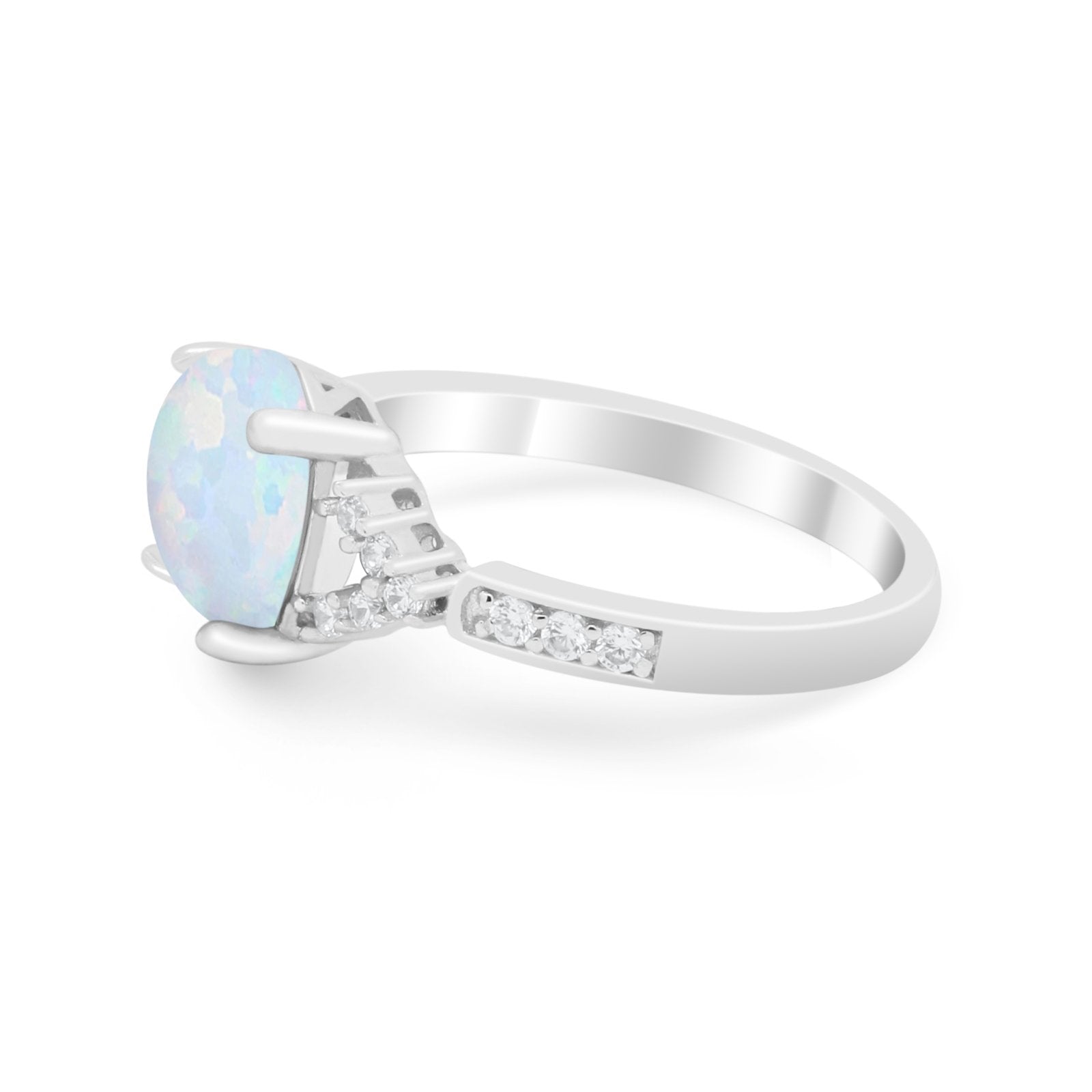 Art Deco Oval Wedding Ring Simulated Cubic Zirconia 925 Sterling Silver