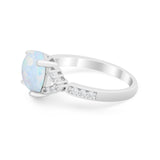 Art Deco Oval Wedding Ring Simulated Cubic Zirconia 925 Sterling Silver