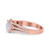 Halo Engagement Ring Accent Dazzling Simulated Cubic Zirconia 925 Sterling Silver