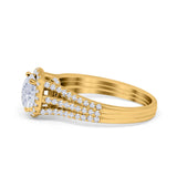 Halo Engagement Ring Accent Dazzling Simulated Cubic Zirconia 925 Sterling Silver