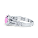 Halo Engagement Ring Accent Dazzling Simulated Cubic Zirconia 925 Sterling Silver