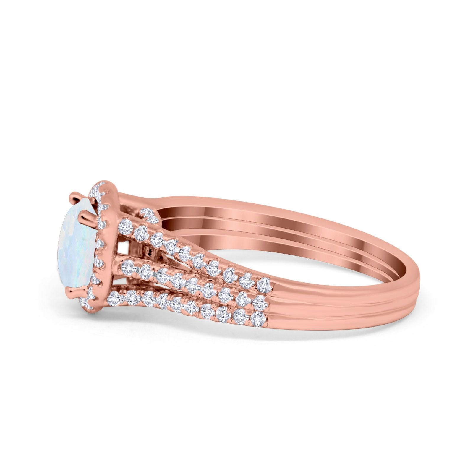 Halo Engagement Ring Accent Dazzling Simulated Cubic Zirconia 925 Sterling Silver