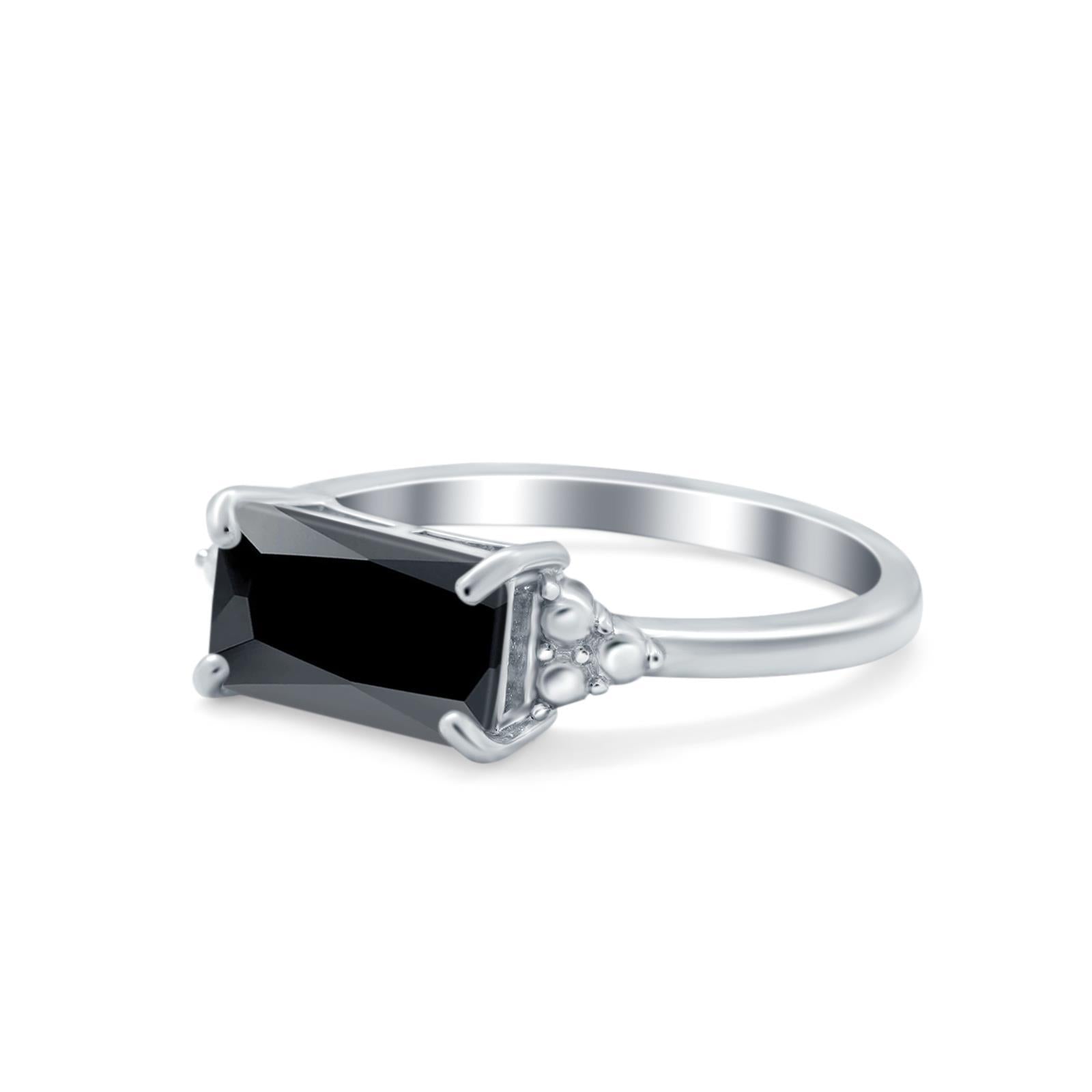 Sideways Fashion Ring Dainty Simulated Cubic Zirconia 925 Sterling Silver