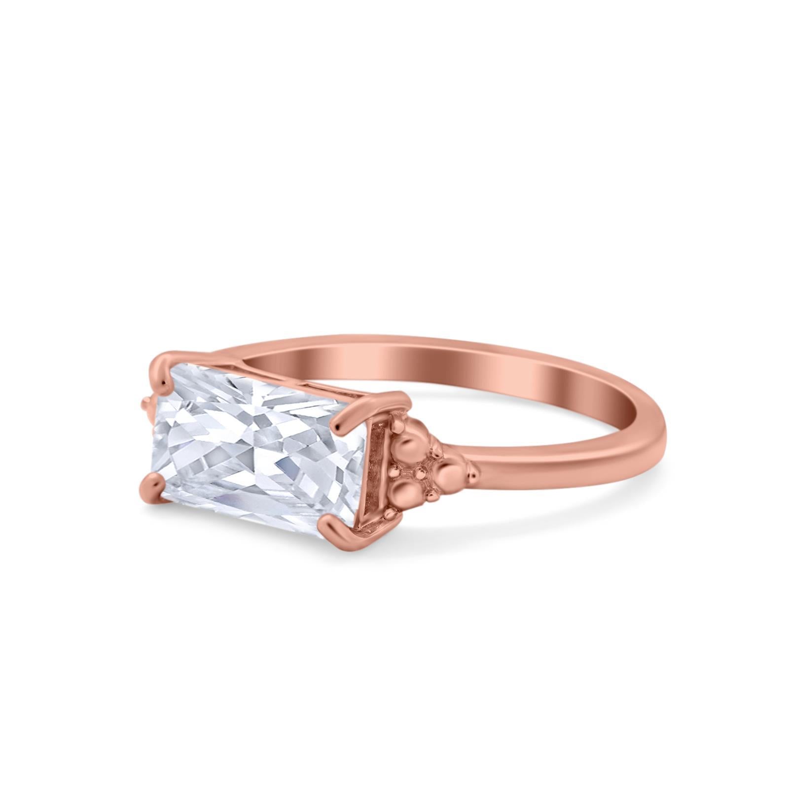 Sideways Fashion Ring Dainty Simulated Cubic Zirconia 925 Sterling Silver