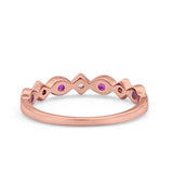 Art Deco Stacking Half Eternity Wedding Ring Simulated Round CZ 925 Sterling Silver