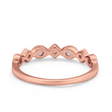 Art Deco Stacking Half Eternity Wedding Ring Simulated Round CZ 925 Sterling Silver