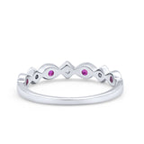 Art Deco Stacking Half Eternity Wedding Ring Simulated Round CZ 925 Sterling Silver