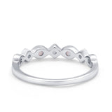 Art Deco Stacking Half Eternity Wedding Ring Simulated Round CZ 925 Sterling Silver