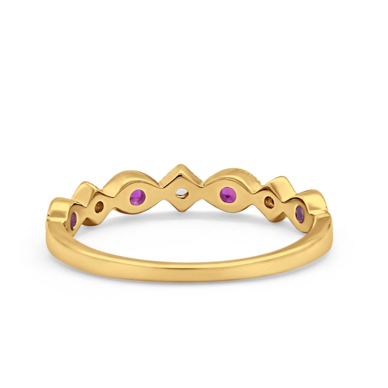 Art Deco Stacking Half Eternity Wedding Ring Simulated Round CZ 925 Sterling Silver