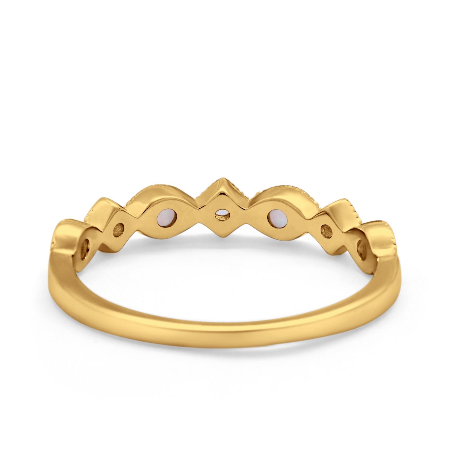 Art Deco Stacking Half Eternity Wedding Ring Simulated Round CZ 925 Sterling Silver