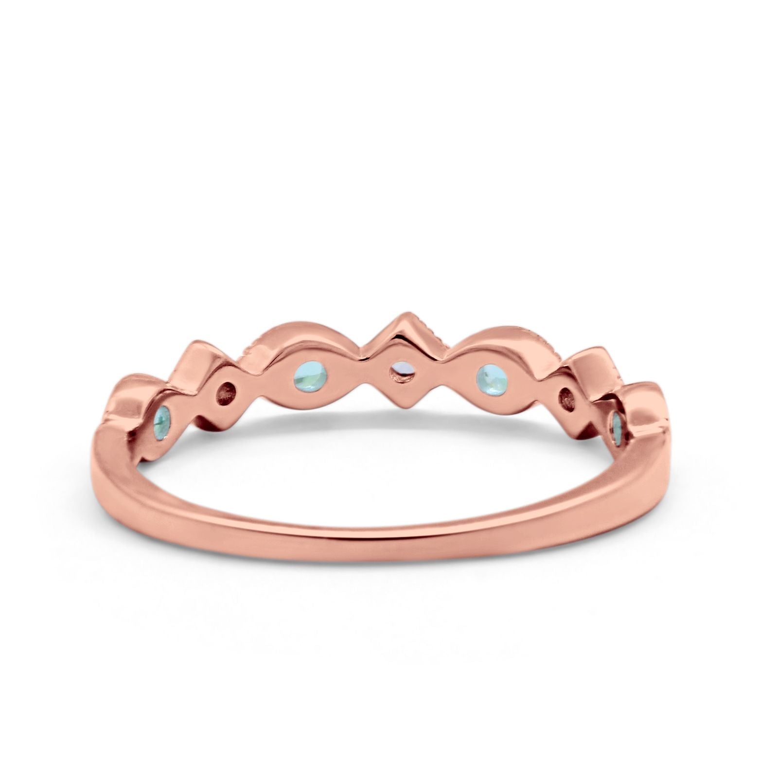 Art Deco Stacking Half Eternity Wedding Ring Simulated Round CZ 925 Sterling Silver