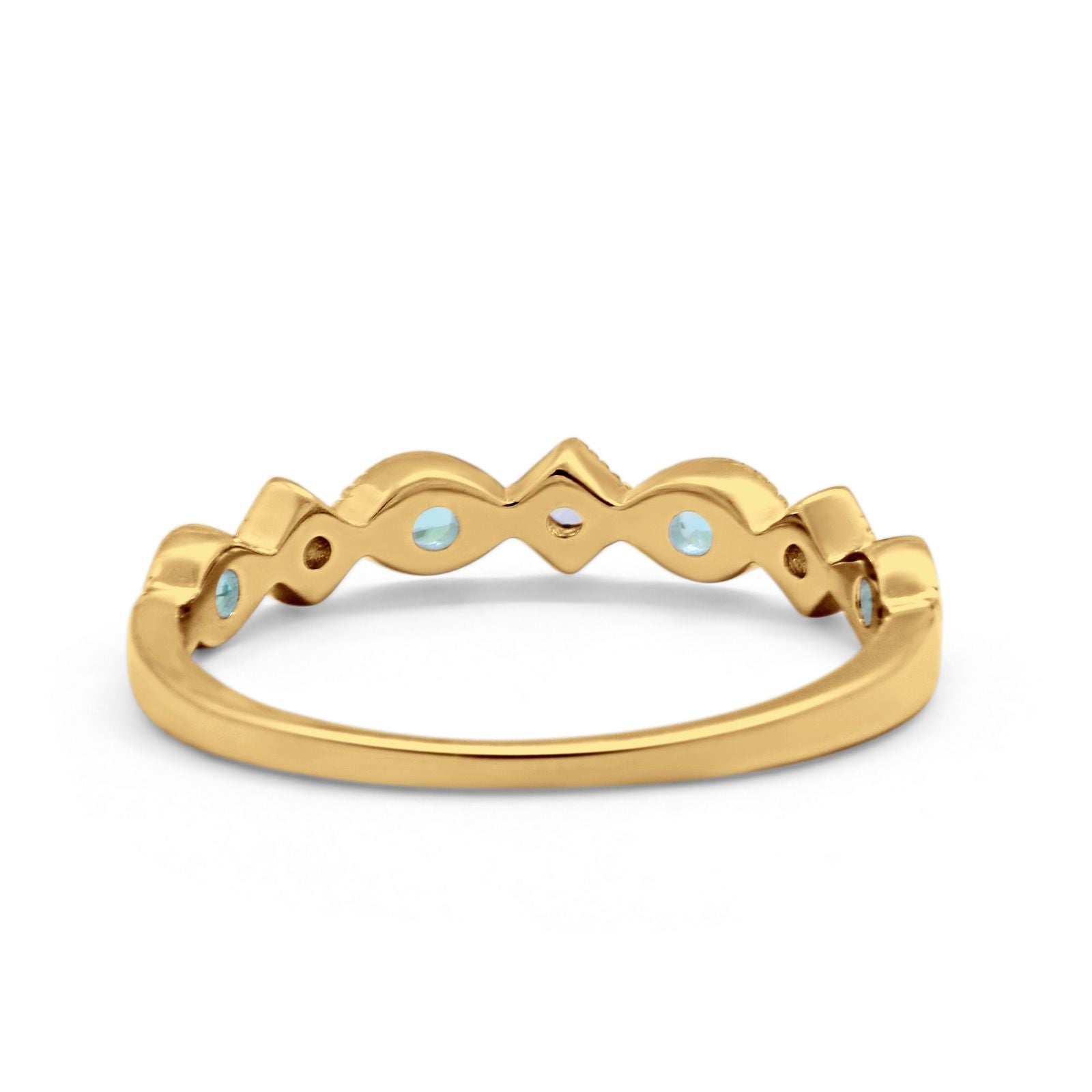 Art Deco Stacking Half Eternity Wedding Ring Simulated Round CZ 925 Sterling Silver