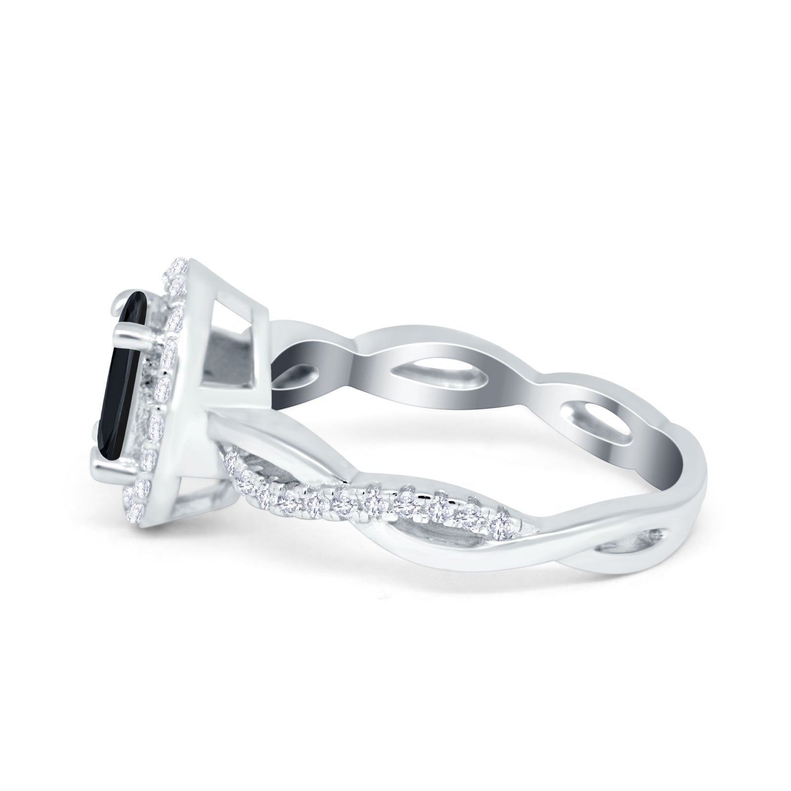 Halo Infinity Shank Engagement Ring Simulated Cubic Zirconia 925 Sterling Silver