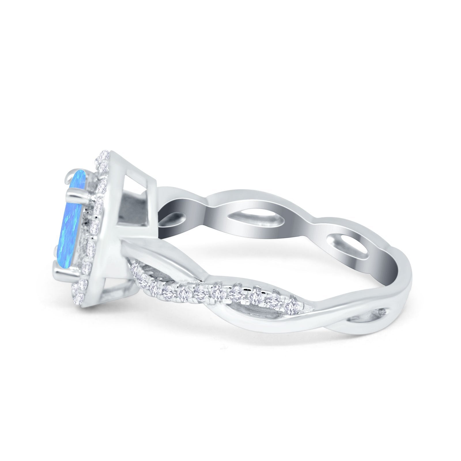 Halo Infinity Shank Engagement Ring Simulated Cubic Zirconia 925 Sterling Silver