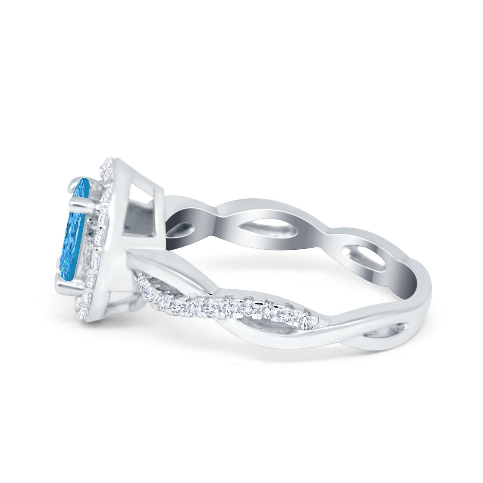 Halo Infinity Shank Engagement Ring Simulated Cubic Zirconia 925 Sterling Silver