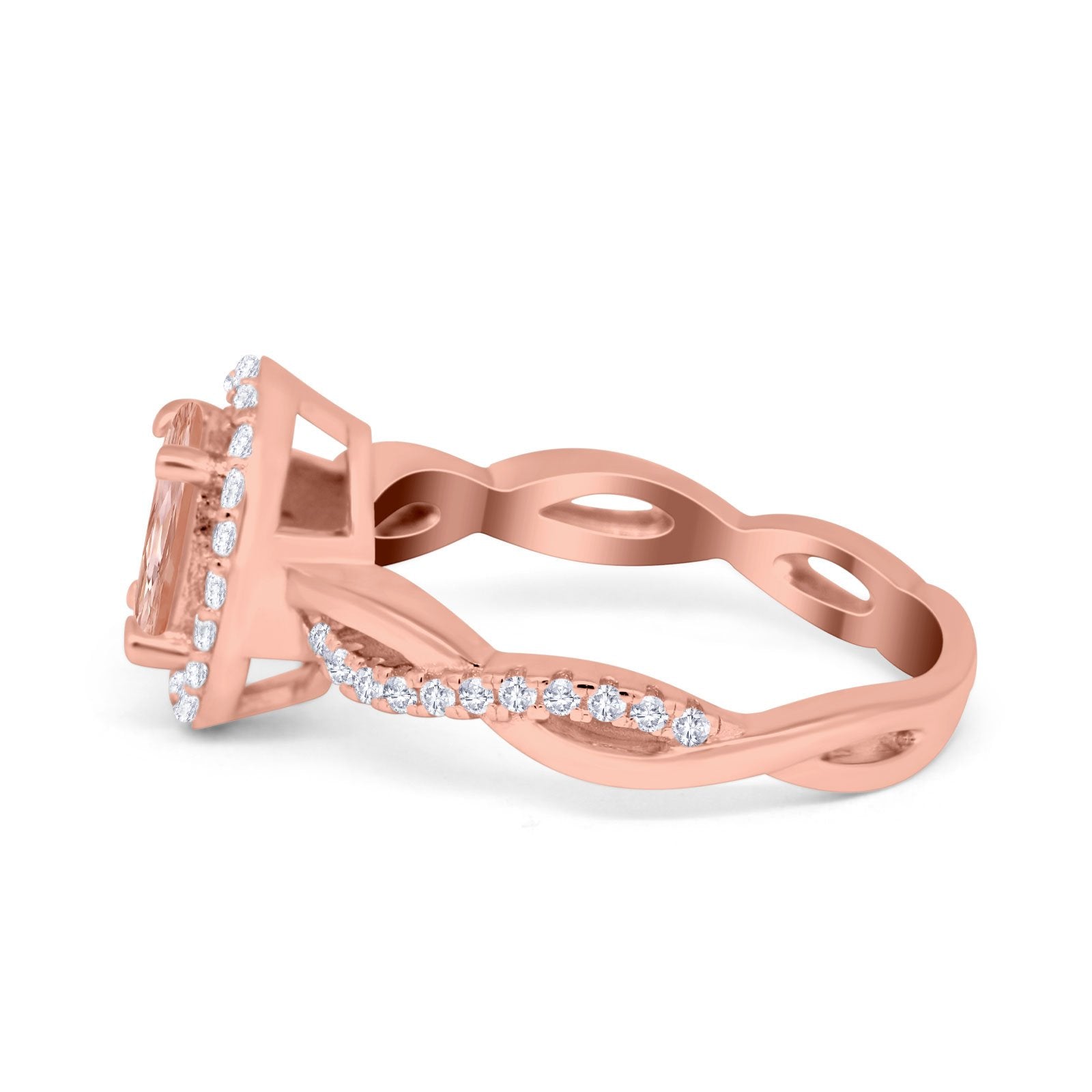 Halo Infinity Shank Engagement Ring Simulated Cubic Zirconia 925 Sterling Silver