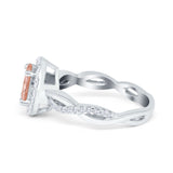 Halo Infinity Shank Engagement Ring Simulated Cubic Zirconia 925 Sterling Silver