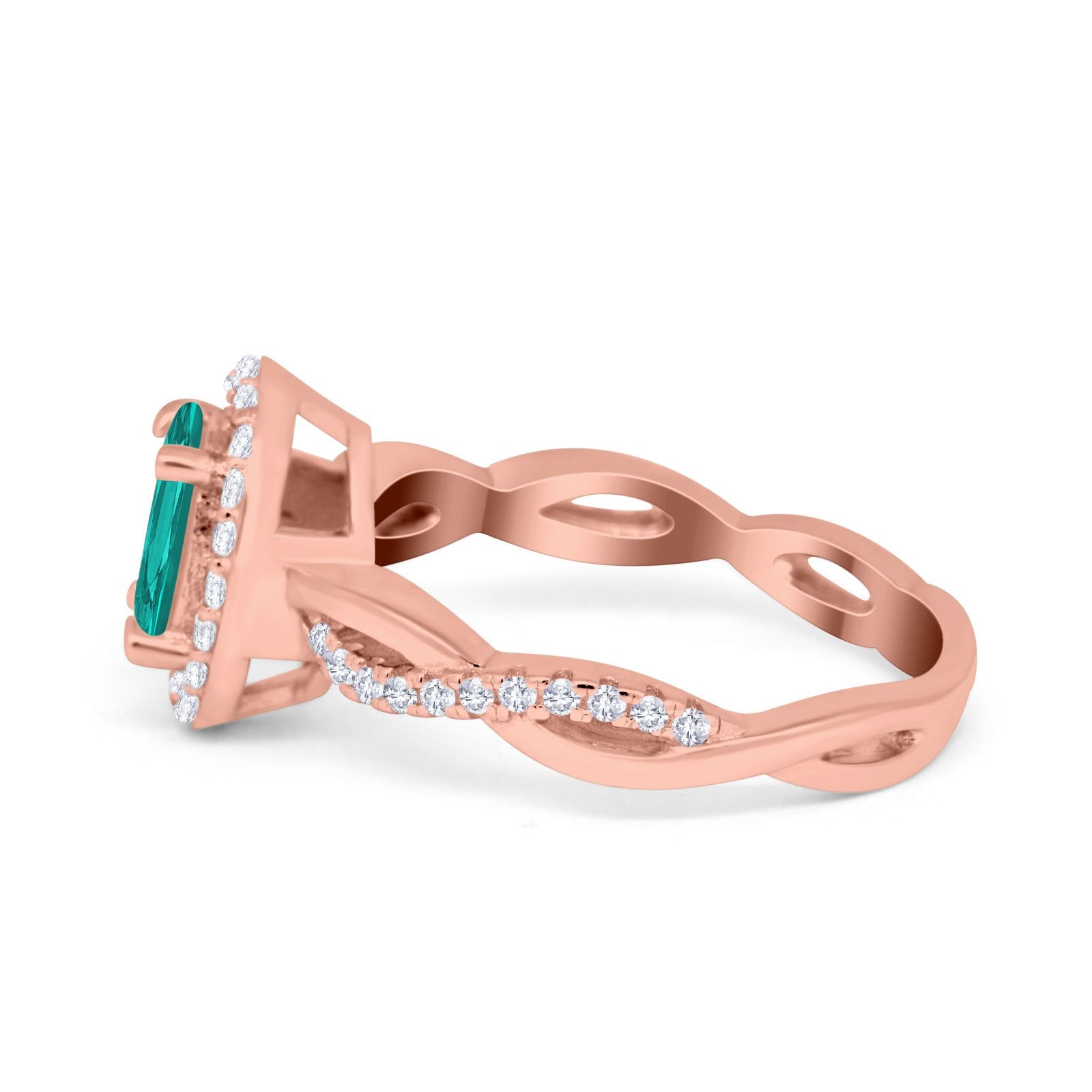 Halo Infinity Shank Engagement Ring Simulated Cubic Zirconia 925 Sterling Silver