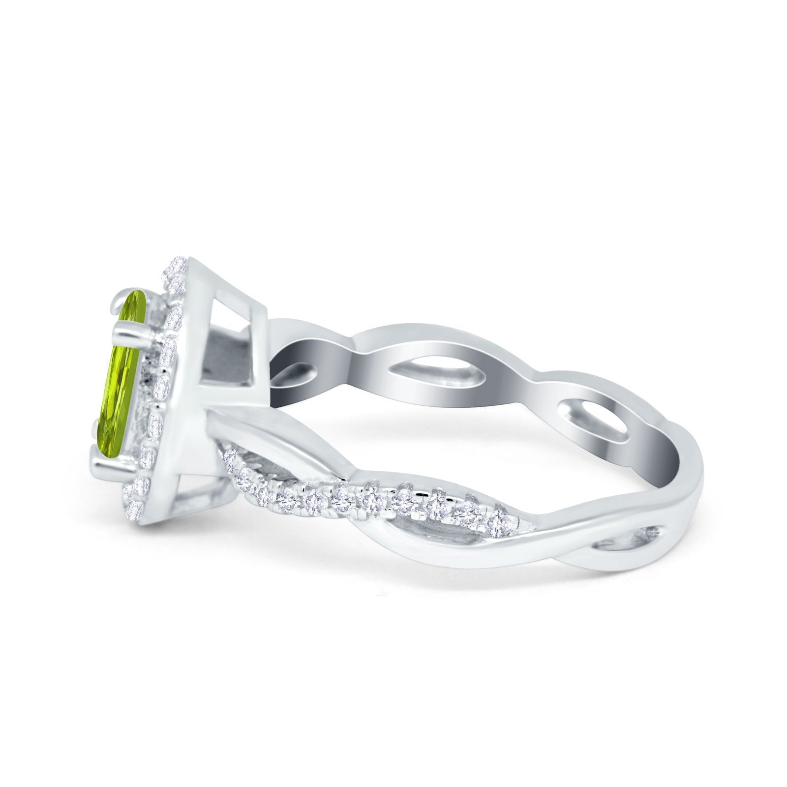 Halo Infinity Shank Engagement Ring Simulated Cubic Zirconia 925 Sterling Silver