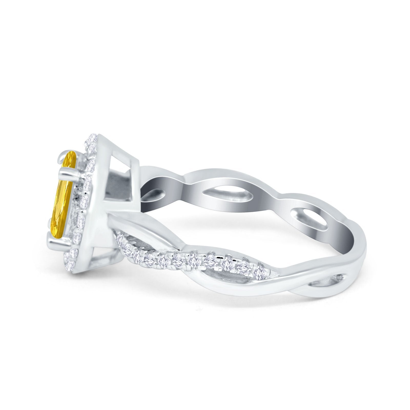 Halo Infinity Shank Engagement Ring Simulated Cubic Zirconia 925 Sterling Silver