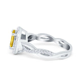 Halo Infinity Shank Engagement Ring Simulated Cubic Zirconia 925 Sterling Silver