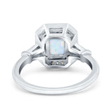 Radiant Cut Wedding Engagement Bridal Ring Lab Created Opal Round Simulated Cubic Zirconia 925 Sterling Silver