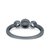 3 Ston Fashion Ring Lab Created White Opal Round Simulated Cubic Zirconia 925 Sterling Silver