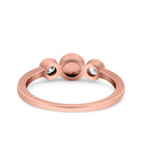 3 Ston Fashion Ring Lab Created White Opal Round Simulated Cubic Zirconia 925 Sterling Silver