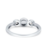 3 Ston Fashion Ring Lab Created White Opal Round Simulated Cubic Zirconia 925 Sterling Silver