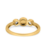 3 Ston Fashion Ring Lab Created White Opal Round Simulated Cubic Zirconia 925 Sterling Silver