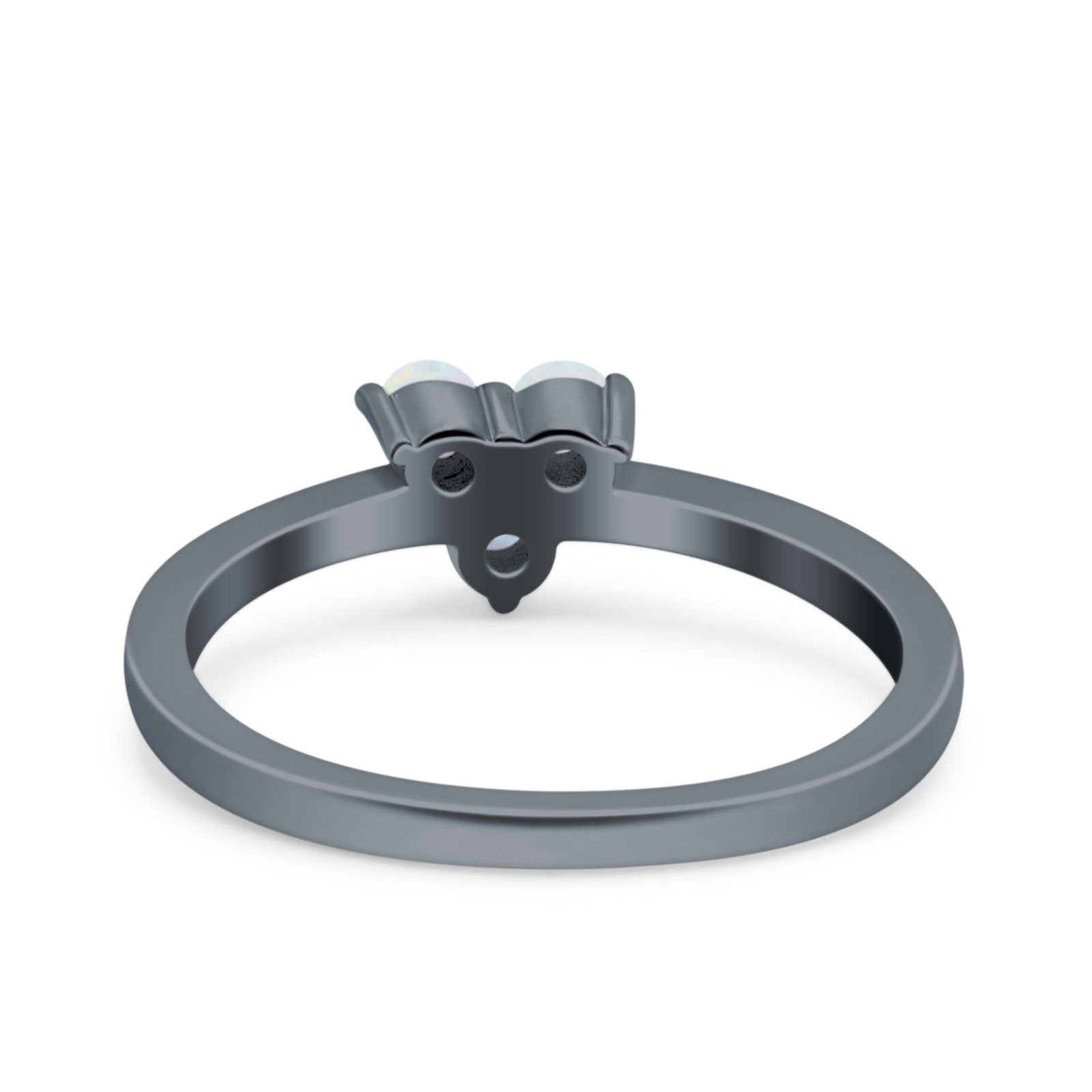 3 Ston Fashion Ring Lab Created White Opal Round 925 Sterling Silver