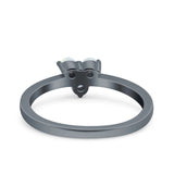 3 Ston Fashion Ring Lab Created White Opal Round 925 Sterling Silver