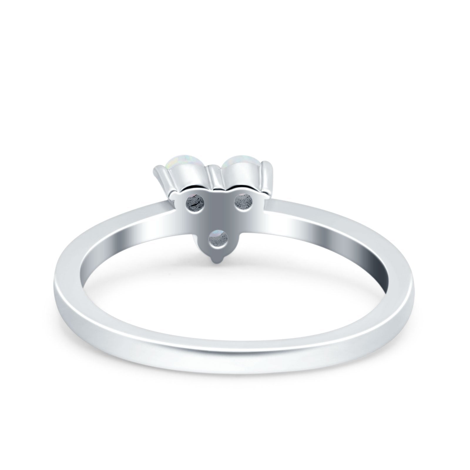 3 Ston Fashion Ring Lab Created White Opal Round 925 Sterling Silver