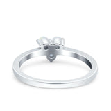 3 Ston Fashion Ring Lab Created White Opal Round 925 Sterling Silver