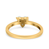 3 Ston Fashion Ring Lab Created White Opal Round 925 Sterling Silver