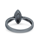 Marquise Art Deco Wedding Engagement Ring Lab Created White Opal Round Simulated Cubic Zirconia 925 Sterling Silver